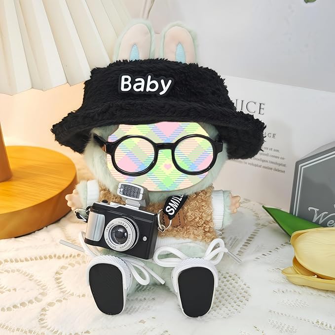Clothes Set for Dolls Accessoriess (No Doll), Cute Kawaii Outfit Set 5 Pieces for 15cm 17cm Doll, Dress Up Doll Clothing Set Replacement with Hat Glasses Sweater Shoes
