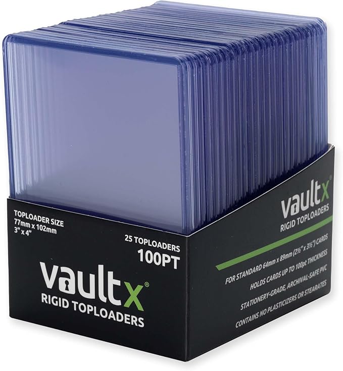 Vault X Toploaders 100pt (25 Pack), 3" x 4" Seamless Clear Rigid Card Holders for Trading Cards TCG