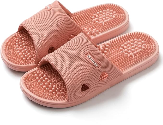 Acupressure Massage Slippers for Plantar Fasciitis for Women Acupuncture Slippers Arthritis Neuropathy Pain Relief Non-Slip Massage Sandals Womens Stress Relief Gifts for Bath (US Women 7.5-8, Pink)