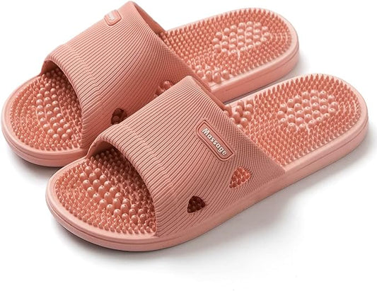 Acupressure Massage Slippers for Plantar Fasciitis for Women Acupuncture Slippers Arthritis Neuropathy Pain Relief Non-Slip Massage Sandals Womens Stress Relief Gifts for Bath (US Women 7.5-8, Pink)