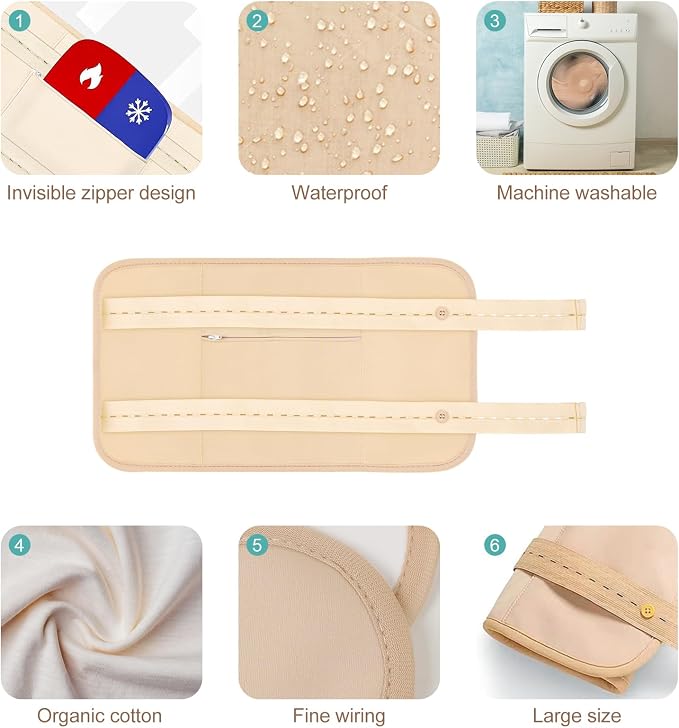 5 Pcs Castor Oil Pack Wrap, Castor Oil Organic Cold Pressed Unrefined Glass Bottle, Caster Oil Wrap for Stomach, Neck, Knee, Foot & Entire Body, Organic Cotton Reusable Pads Kit for Hot/Cold Compress