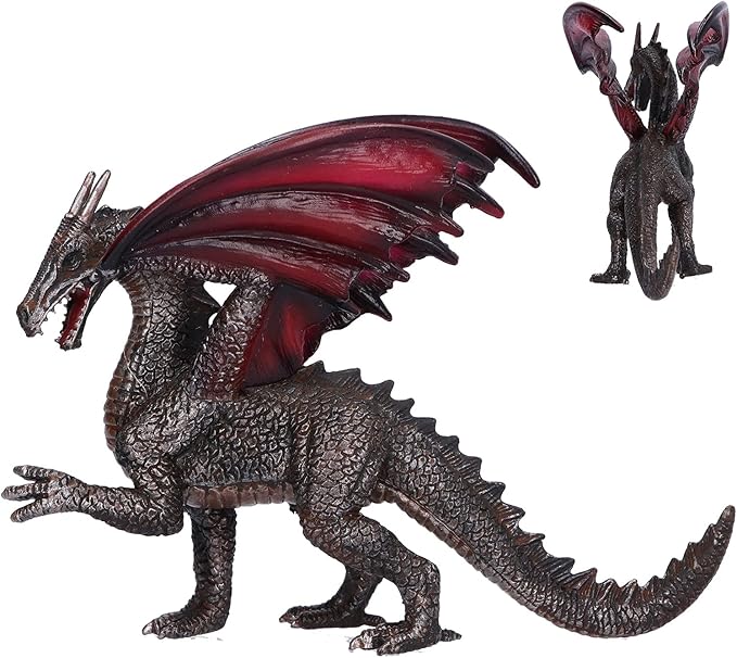 LIZEALUCKY Dragon Action Figurine,Ancient Dragon Figures Model,Poseable Dragon Model for Tabletop RPG & Display (Black)