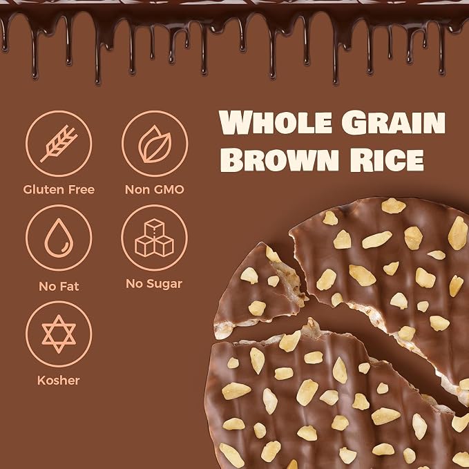 LIEBERS Thin Chocolate Rice Cakes, Kosher Certified Dairy and Dairy Free Options, Gluten Free Snack Pack Of 6 (Brittle Topped Milk Chocolate)