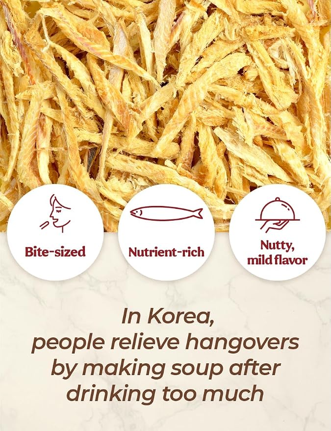 NICE WITCH'S Dried Pollack Shredded 100g / 3.5oz - Naturally Air-Dried in Korea, High-Protein Soup Ingredient Naturally Processed Seafood in Korea 국내건조 황태채