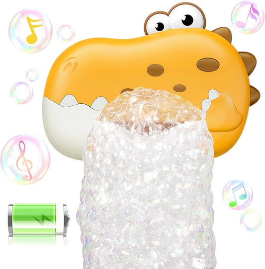 Baby Bath Toys for Kids Ages 1-3 4-8, Rechargeable Dinosaur Bath Bubble Machine with Music for Toddlers, Baby Bathtub Toys Valentine Days Gift, Dinosaur Bath Bubble Maker for Toddlers Kids Boys Girls