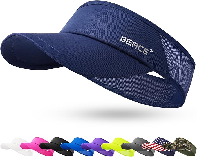 BEACE Sun Visor Hat Women Men-Sports Lightweight Wicking Stretchy Sunvisor Cap for Golf Tennis Running Pickleball Beach