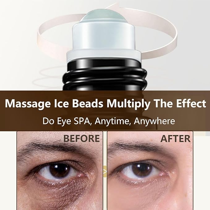Eye Repair Stick for Men | 2PCS Caffeine Under Eye Roller for Eyebags and Dark Circles - Cooling Stick Hydrates and Depuffing, 0.34 Fl Oz (2 PCS, 0.34 Fl Oz/PC)