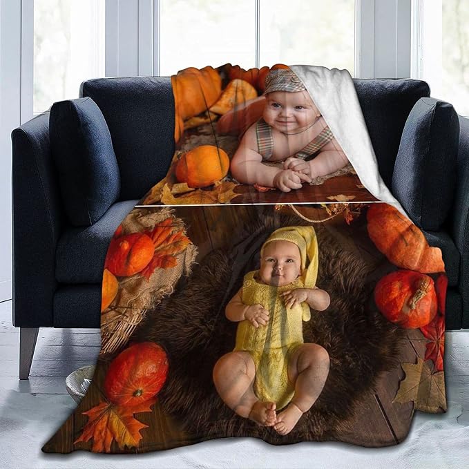 QETXVI Custom Blanket with Photos Text Customized Blanket Personalized Flannel Throw Blankets for Adult Kid Birthday Christmas Halloween Fathers Mothers Valentines Gift - 60"x 80"