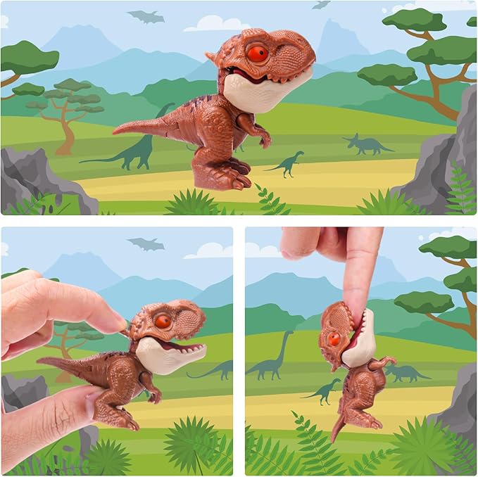 Zwish 6PCS Biting Finger Dinosaurs Toy Collectibles for Display, Play and Dinosaur Biting Fingers Puppet Model Figure Novelty Toys Birthday Gift Toys for 3+ Year Old Boys Girls Easter Eggs Filling