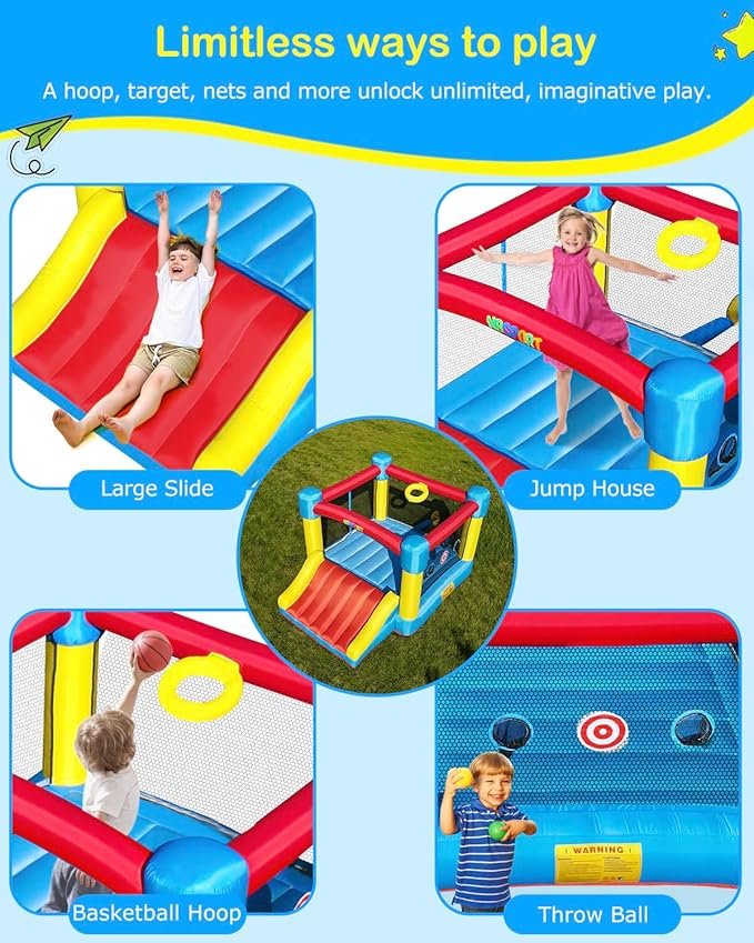 Inflatable Bounce House for Kids Ages 3-8 - Largest 6.7'x8.4' Jump Zone, Big Kids Bouncer Castle with Slide | Blower Included | Backyard Party & Birthday Gift