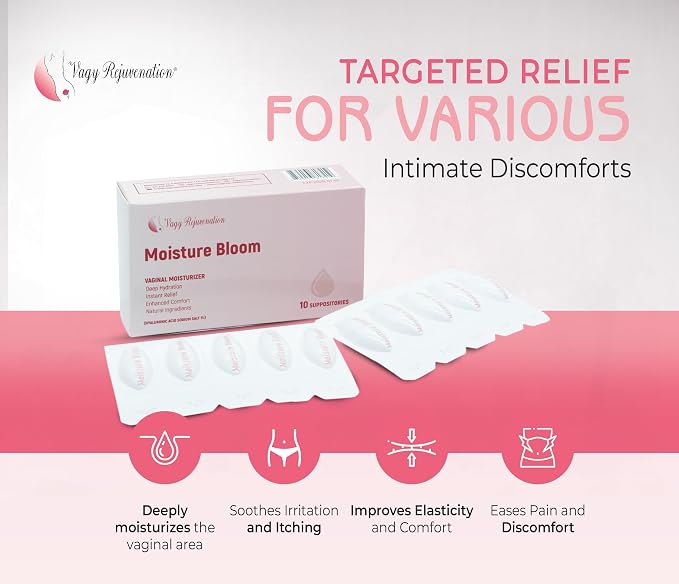 Vagy Rejuvenation Moisture Bloom Vaginal Moisturizer with Hyaluronic Acid & Aloe Vera – Hormone-Free Hydration for Dryness – 10 Vaginal Ovules