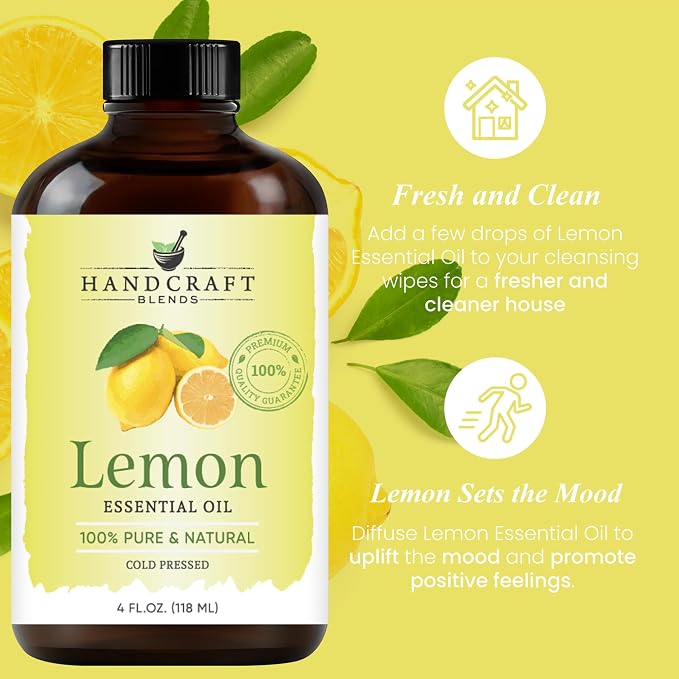 Handcraft Blends Calm & Uplift Set: Lavender and Lemon Essential Oils – (2 x 4 Fl Oz) – 100% Pure & Natural – for Diffuser, Aromatherapy, and DIY Projects