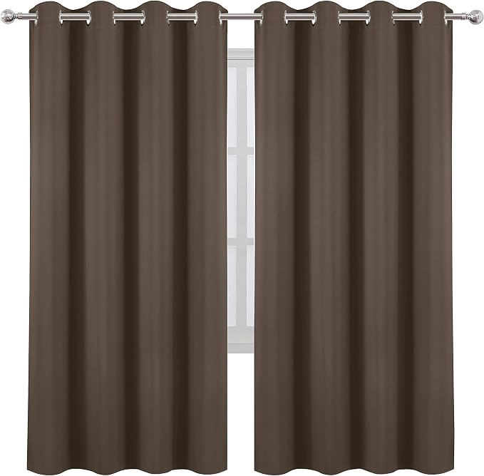 LEMOMO Chocolate Brown Thermal Blackout Curtains/52 x 72 Inch/Set of 2 Panels Room Darkening Curtains for Bedroom