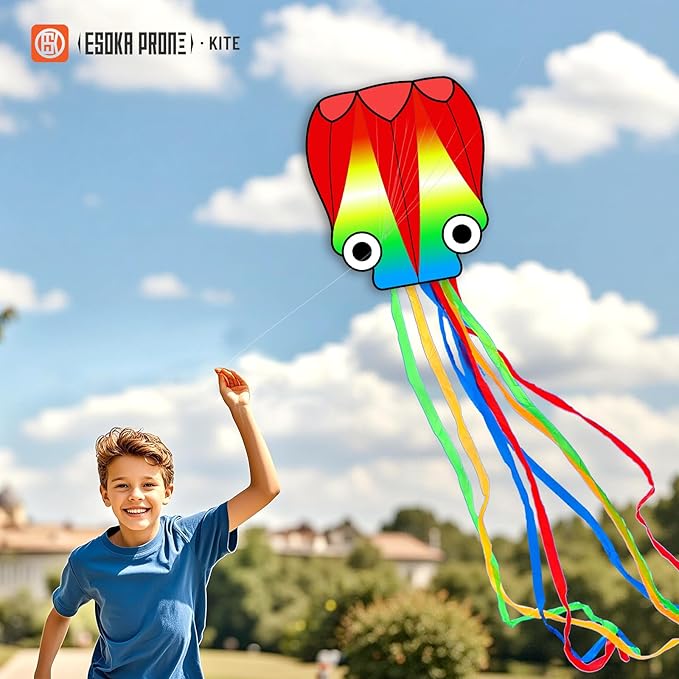 Kites for Adults & Kids Ages 4-8,Beach Kites Easy to Fly for Beginner, with Handle and 328ft Kite String，Best Toy and Gift for Boys & Girls. (Forest+Octopus+Celadon Mermaid, 3)