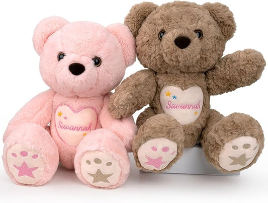 Custom Teddy Bear Stuffed Animal with Embroidered Name, Personalized Stuffed Bear for Baby, Bears Plush Toddler Adult Toys Gifts for 1+ Year Old Girls Boys Birthday Christmas for Her