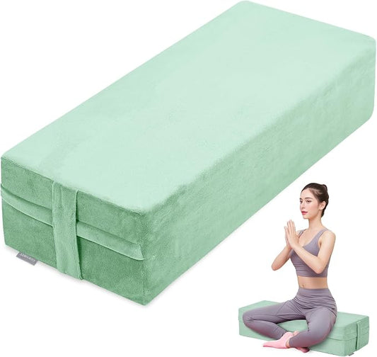 GOFORIT Yoga Bolster Pillow for Meditation and Support，Rectangular Meditation Pillow for Restorative Yoga，26.5"X9.5" X6"