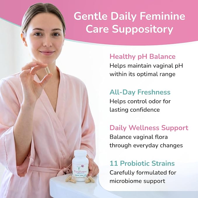 pH Vaginal Probiotics Suppository - Supports pH Balance of Yeast & Bacteria for Feminine Freshness. Supports Restoration of Healthy Vaginal Flora & Eliminates Vaginal Odor