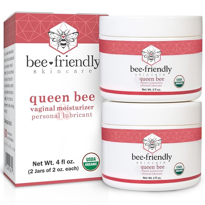 BeeFriendly® Organic Vaginal Moisturizer, USDA Certified, 4 oz (2 Jar Box) | Natural Vulva Cream, For Dryness, Itching, Irritation, Redness & Chafing, Due to Menopause & Thinning
