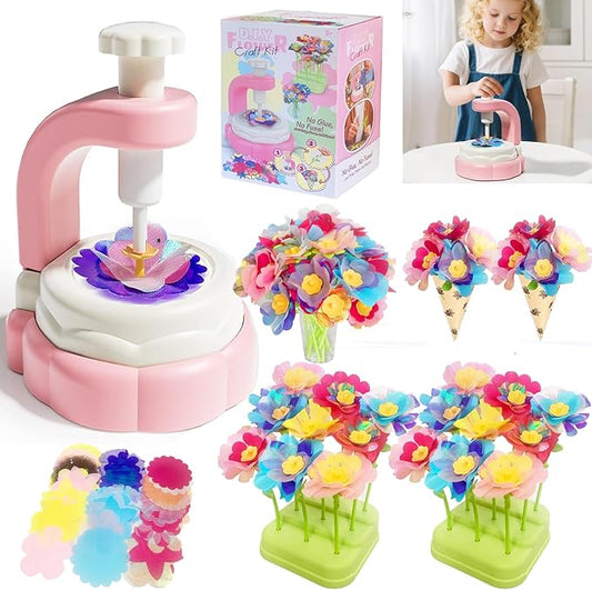 BEFANTST DIY Fabric Flower Craft Kit, Arts and Crafts for Kids 4-6, No Glue Required Educational Creative Handmade Flower Making Kit Toys for Girls Birthdays Gift Christmas Gift