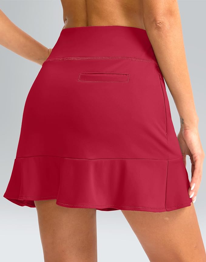 16" Golf Skorts for Women with 5 Pockets | Athletic, Tennis Skirt, High Waisted, Pickleball, Travel, Casual, Lightweight, Ruffle Summer Skirt, with Shorts