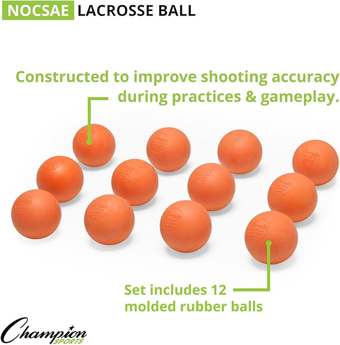 Champion Sports Lacrosse Balls – Official Size SEI Certified, Multi-Color Packs of 3, 6, or 12 for Practice & Games