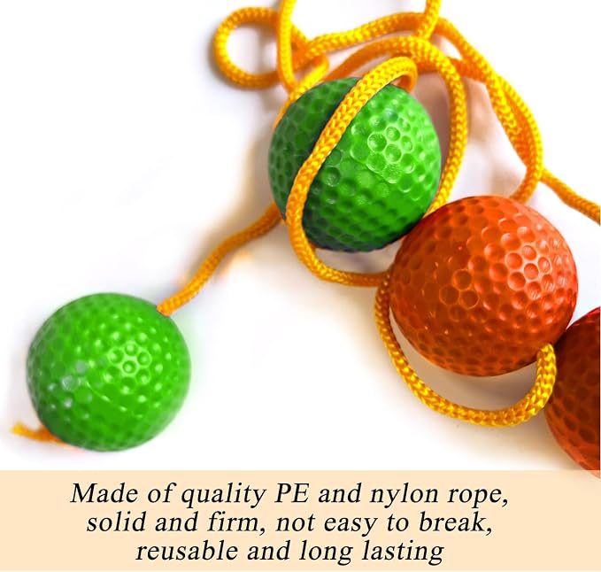 Ladder Ball Ladder Toss Balls Set Replacement Balls for Toss Match, Set of 6 with Storage Bag (Green & Orange)