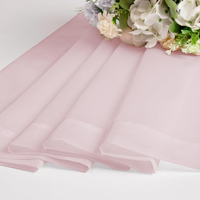 OWEINE Sheer Curtains 84 Inches Long 2 Panels Set, Rod Pocket Fimly Voile Solid Blush Window Curtain Panels for Living Room Bedroom, Soft Voile Sheer Curtains & Drapes, Total 84 Inches Width