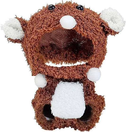 Doll Clothes, Compatible with Labubu, Animal-Inspired Hoodie Outfit with Accessories, Soft Fabric Collectible Apparel for Display (NO Doll) (Brown Bear)
