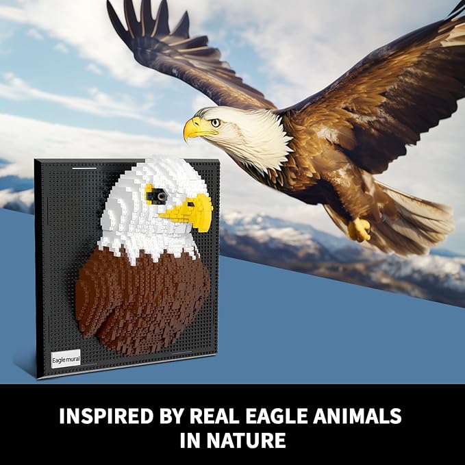 Eagle Bird Animal 3D Wall Art Micro Mini Building Blocks Set for Adults, Unique Home Wall Decor or Table Display, No Compatible with Lego, Ideal Birthday Toy for Kids Teens (1924 PCS)