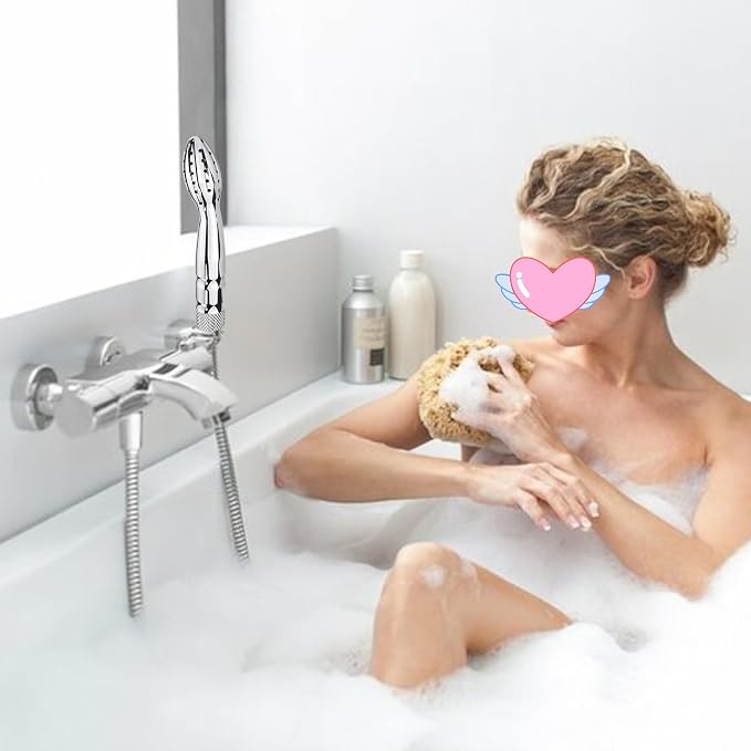 Shower Douche Shower Enema Shower Cleaner Enema Douche System, Handheld Water Shower Nozzle Anal Rinse Vaginal Cleaning Kit for Men Women, Silver (Aluminum)