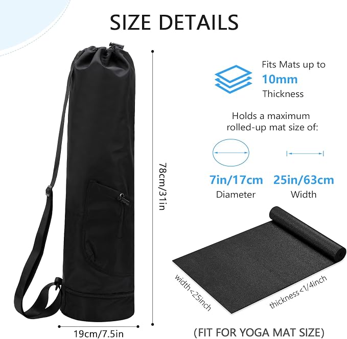 Yoga Mat Bag Compatible with Gaiam, Large Capacity Yoga Mat Carrier with Adjustable Strap, Water Bottle Pocket & Bottom Wet Pocket, Functional Yoga Mat Holder for Women and Men