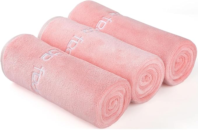 Microfiber Gym Towels Bigger Size Super Soft for Exercise Fitness, Sports, Workout, 380-GSM 15-Inch x 31-Inch Quick-Drying Towels (3 Pack, Pink)