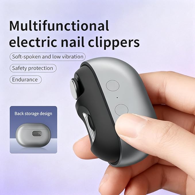 Easy Clip Nail Clippers,Electric Nail Clippers for Seniors,Upgraded 3 in 1 Automatic Electric Toenail Clippers for Thick Nails, Nail Care Tool with Led Light,for Seniors Kids Adults (White)