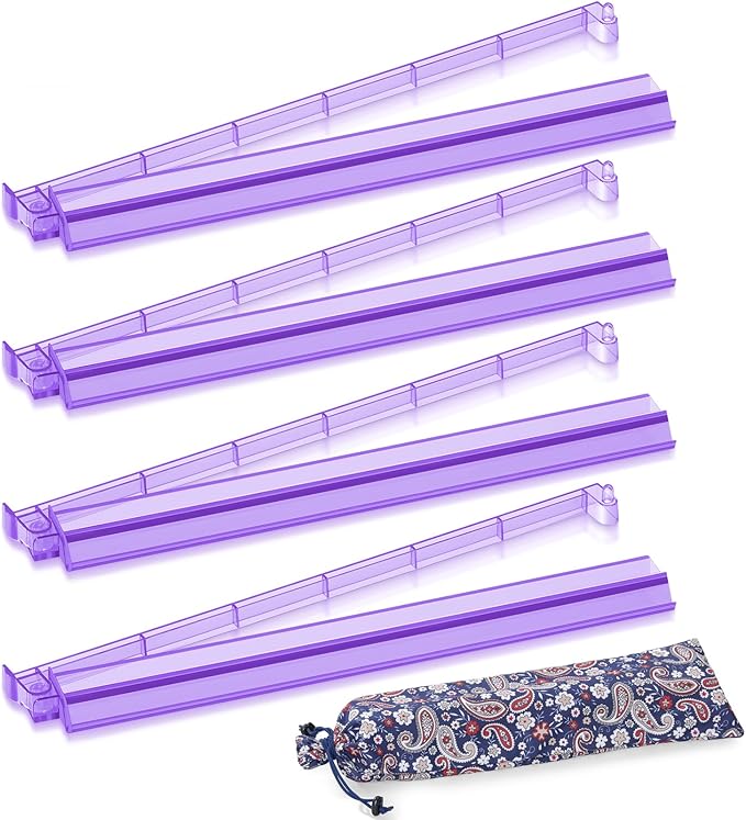 Mahjong Racks with Pushers, 4PCS Set Clear Acrylic American Mahjong Accessories All-in-One Tile Rack & Pusher Gifts (Purple)