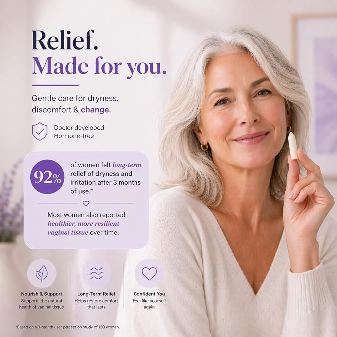 NeuEve Silk Vaginal Moisturizer for Menopause Relief | Long-Lasting Support for Women 55+ with Severe Dryness, Itching, Odor, & Irritation | All-Natural Hormone-Free | Phase 1 | 8ct, 1-Month Supply