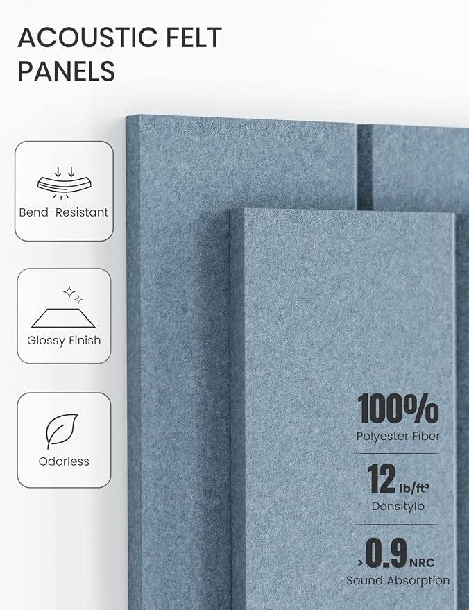 Fluxynara Felt Bulletin Board & Cork Board Alternative, Dusty Blue | 48" x 36" Pin board, Removable Adhesive Tabs, Easy Install Without Wall Damage, For Home Office Decor