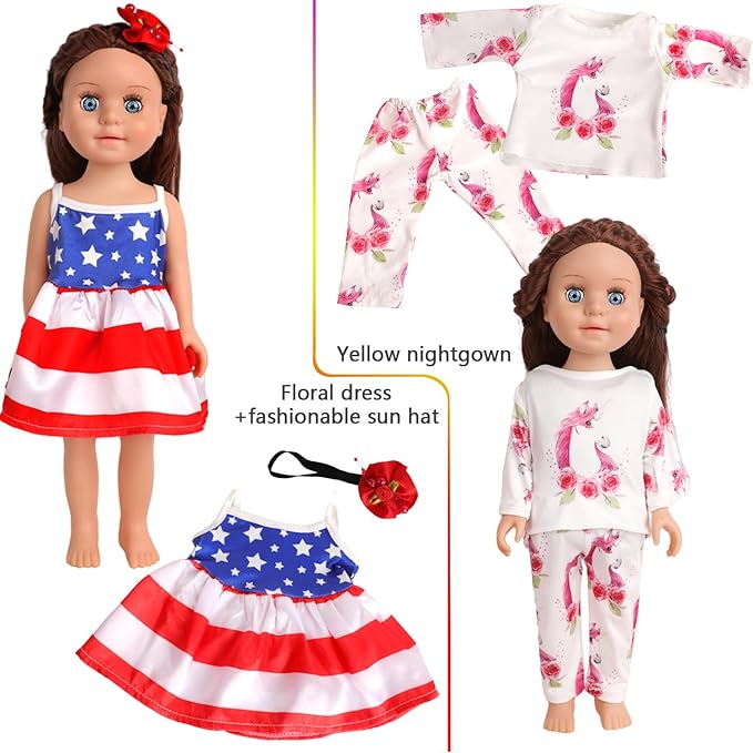 5 Sets of Doll Clothing and 2 Pairs Doll Shoes (Send by Random) for 18 Inch Doll, Hand - Made Doll Accessories Collectibles, Best Birthday Festivals Gift for Kid, Gril