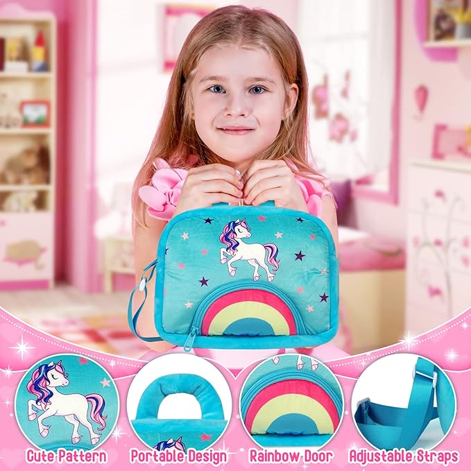 KMUYSL Toys for Ages 3 4 5 6 7 8+ Years - Plush Mommy Stuffed Animal with 4 Babies in Her Tummy, Soft Plush Toys Set, Christmas Birthday Gifts for Girls Boys Baby, Toddler, Kids (Unicorn Toys)