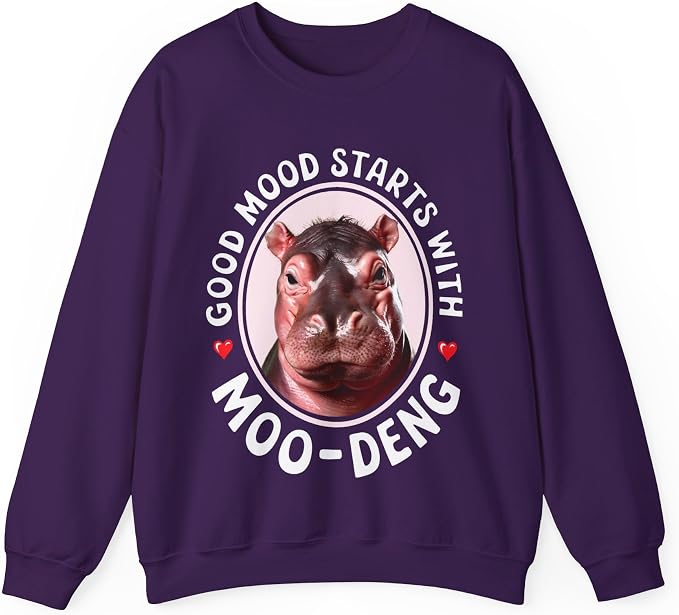 Good Mood Starts With Moo Deng Unisex Sweatshirt, Funny Moo Deng Good Mood Minimalist Men And Women Shirt