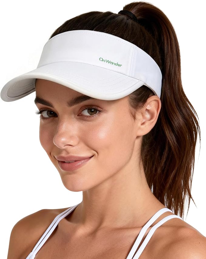 Sun Visor Hats for Women Men - Wide Brim Quick Dry Adjustable Hat | Upf 80+ Sun Protection Sport Hat, Cooling Sweatband; Breathable Quick-Dry Fabric Visors for Running, Tennis, Golf, Sports