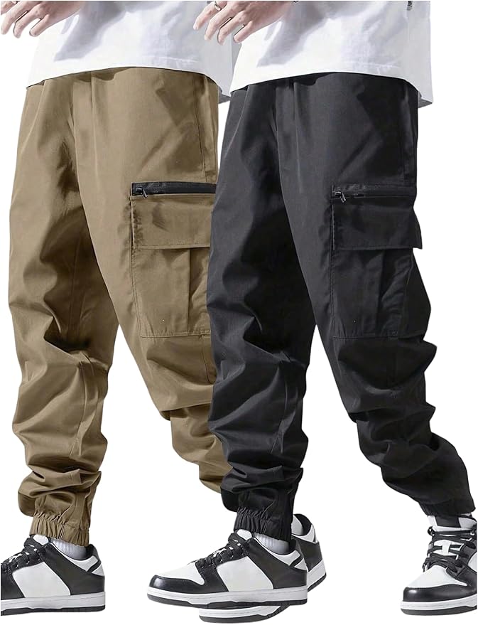 GORGLITTER Boy's Cargo Pants Casual 2 Piece Elastic Waist Hiking Going Out Khaki Pants Joggers with Pockets Clothes