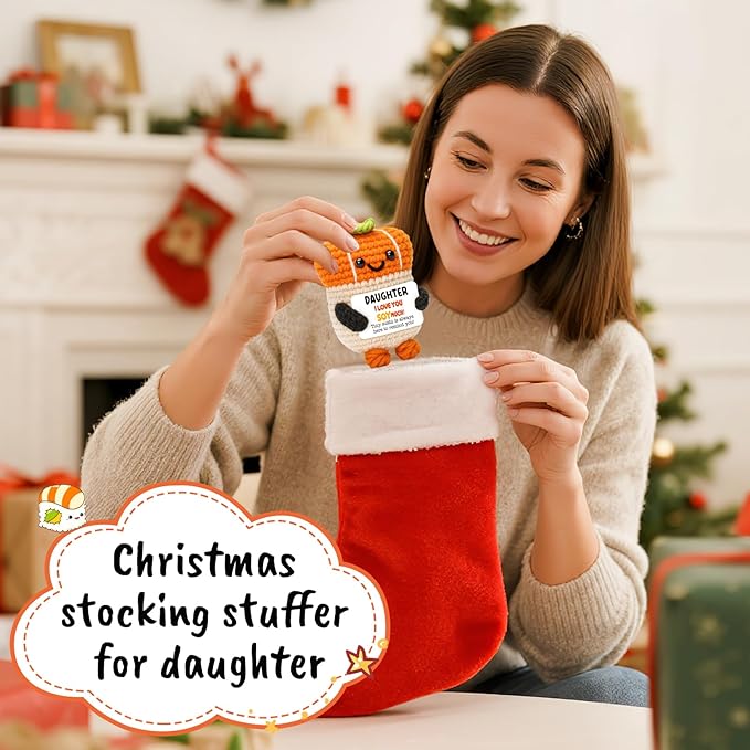 Mini Daughter Birthday Gifts from Mom Dad Funny Handmade Emotional Crochet Sushi I Love You Gifts for Daughter from Mother Father Back to School Graduation Christmas Stocking Stuffers Present