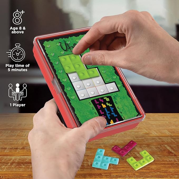 Thames & Kosmos Ubongo The Brain Game to Go Fast-Paced, Addictive, and Easy-to-Learn | Convenient Self Contained Carrying Case | Solo Geometric Puzzle Game | for Ages 8 and Up