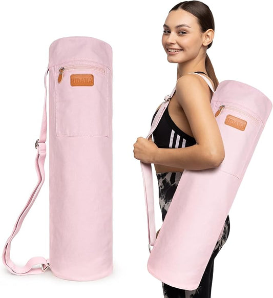 UDANA Canvas Yoga Mat Bag for Women & Men, Full-Zip Carrier with 3 Pockets & Adjustable Strap, Stylish Gym & Pilates Bag – Available in Multiple Sizes
