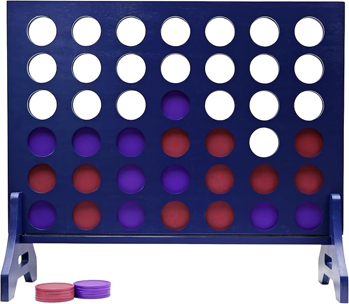 Tailgating Pros Premium Navy Giant Four in a Row with Carrying Case - Jumbo Oversized Outdoor Yard Game - Connect Multiple Pucks in a Row to Win - Many Puck Colors Available!