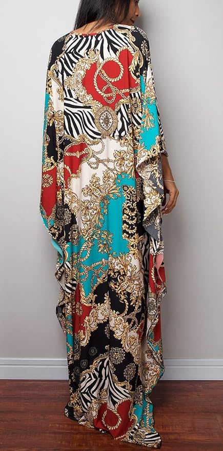 Venasha Womens Caftan Floral Print Kaftan Dress Short Sleeve Swimsuit Cover up Loungewear for Summer