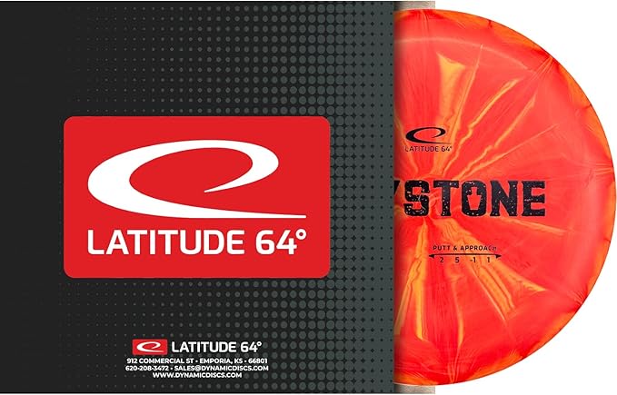 Latitude 64 Retro Burst Keystone Disc Golf Putter, Interactive Family Outdoor Games, Men and Women Frisbee Golf Putt & Approach Disc, 175g+, Stamp Shade of Disc Color & Burst Pattern May Vary