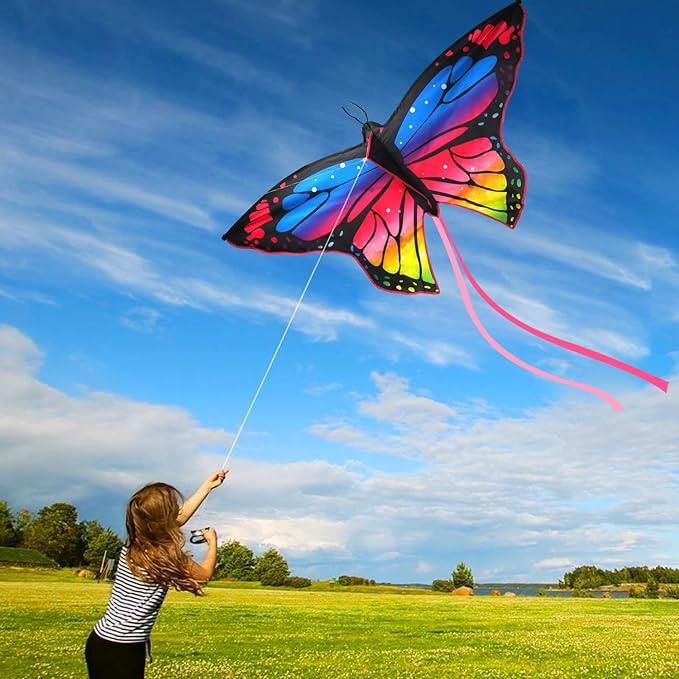 TOY Life 48.4'' Giant Girls Kites Easy to Fly for Kids Adults with 328.1 FT String, Beach Kite Outdoor Game Outside Toys Activity, Toys for Girls, Gift for Girls Ages 4-8