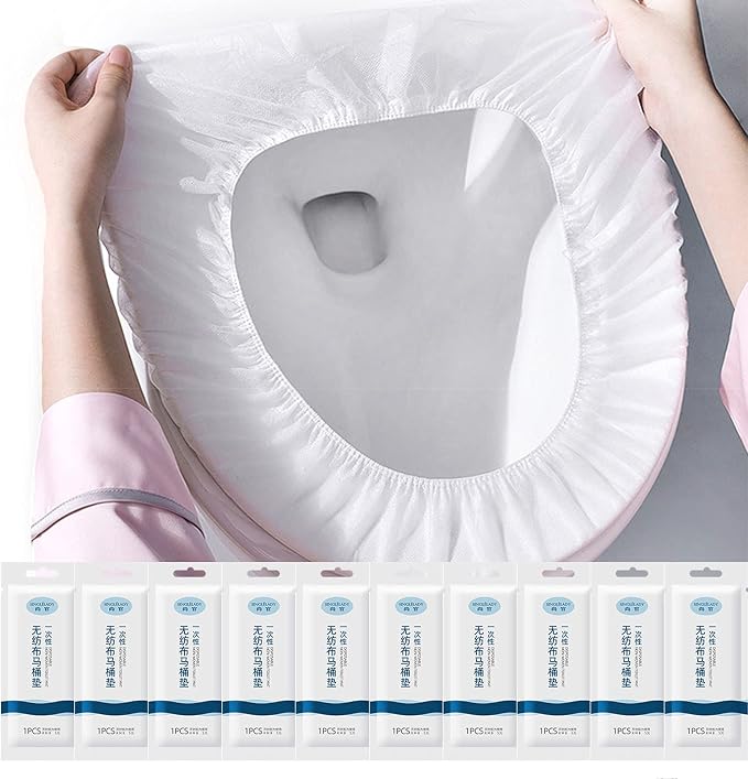 30 Packs Individually Wrapped Disposable Toilet Seat Covers Pad Portable Waterproof Potty Seat Covers for Travel and Public Restrooms