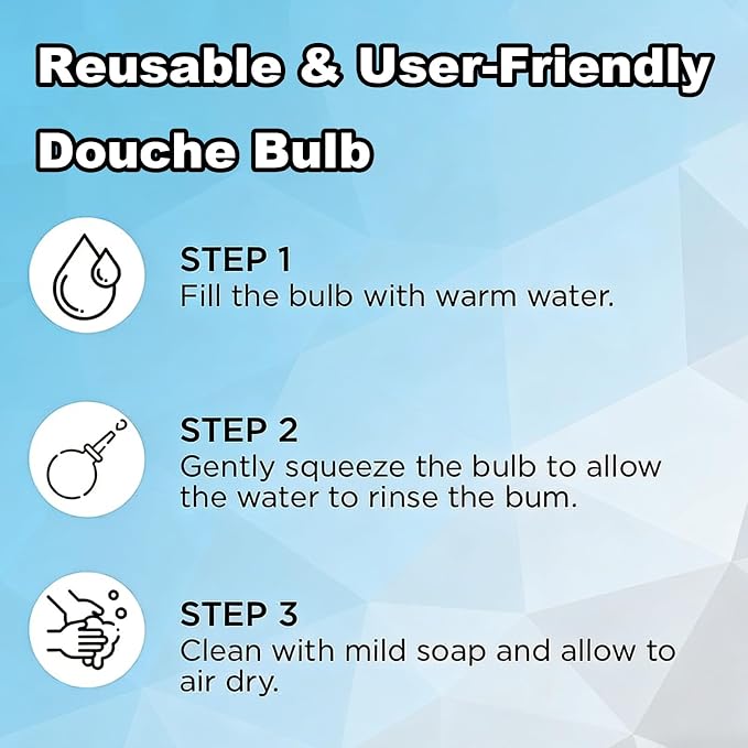 Bum Bulb Anal Douche Kit with Detachable Tip Reusable Enema, Easy to Use and Durable Capacity 3 oz (89 mL)